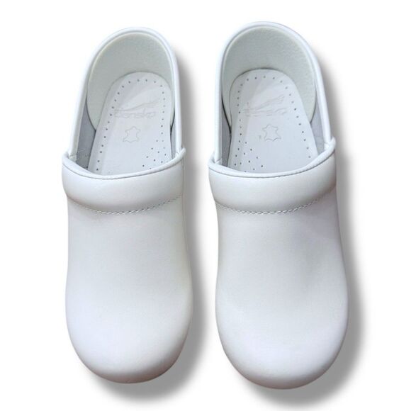 Dansko White Leather Professional Clogs Shoes Clean Medical Women’s US 5.5 EU 36 - Picture 3 of 11
